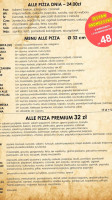 Alle Pizza menu