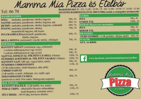 Mamma Mia Pizzéria és Ételbár menu