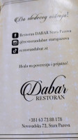 Restoran Dabar Stara Pazova menu