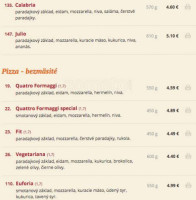 Pizzeria Fantasia Žilina menu