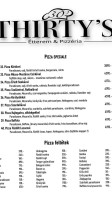 Thirty's Étterem Pizzéria menu