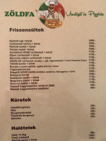 Zöldfa Étterem menu