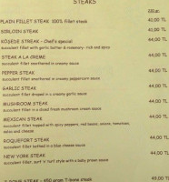 Köşede Steak Wine House menu