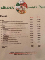 Zöldfa Étterem menu