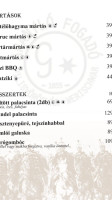 Aranyló Fogadó menu