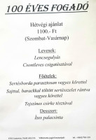 100 Éves Fogadó menu