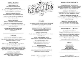 Rebellion Roast House Moonshine Pentewan Valley menu