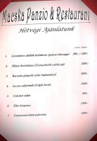 Macska Panzió Étterem menu