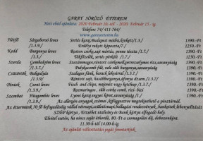 Garay Söröző menu
