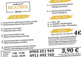 Restauracia Beatrix menu