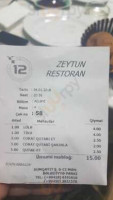 Zeytun Restoran menu