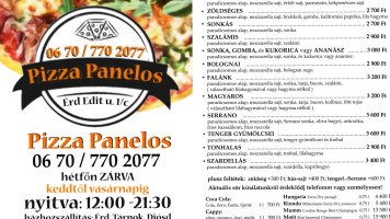 Pizza Panelos menu