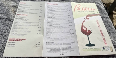 Palatia Beach menu