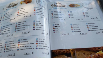 Porto Paradiso menu