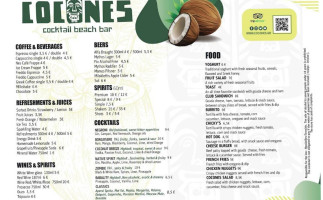 Cocones Cocktail menu