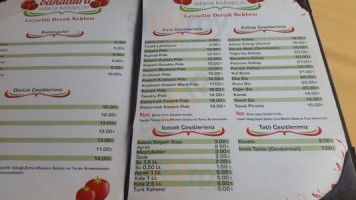 Banadura Adana Kebapçısı menu