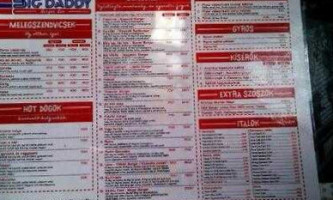 Big Daddy Burger menu