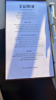 Zuma Mykonos menu