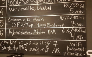 Vitamin B Craft Beer menu