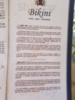 Bikini Cafe menu