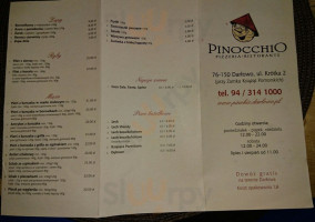 Pinocchio Pizzeria menu