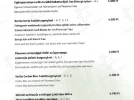 Tercia Hubertus Etterem menu