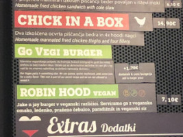 Hood Burger Center menu