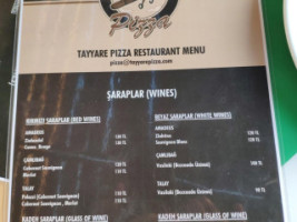 Tayyare Pizza menu