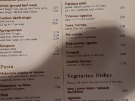 Piteros Klimataria menu