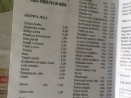 Ćevabdžinica Nerić menu