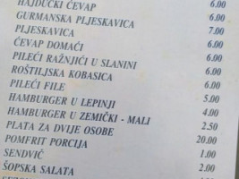 Konoba Bazeni Bardača menu