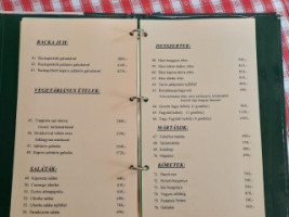 Káli Ház menu