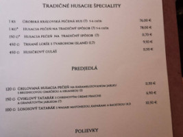 Pivnica U Zlatej Husi menu