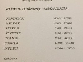 Motorest Bučany menu