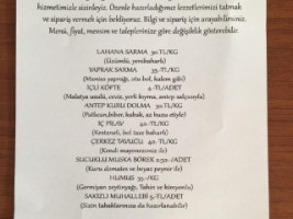 Zeytin Makarna menu