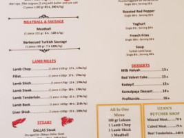 Uzan Et Mangal menu