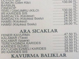 Küçükyalı Balıkçısı menu