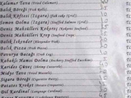 Limanda Balık menu