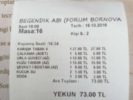 Beğendik Abi menu