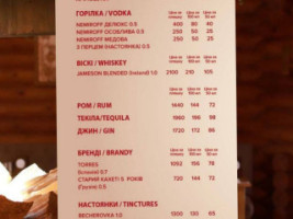 Kolyba menu