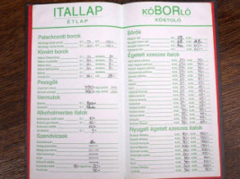 Kóborló Vendéglő Vendégház menu