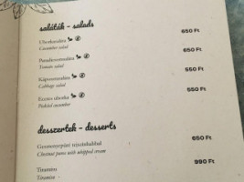 Hegyalja Étterem és Panzió menu