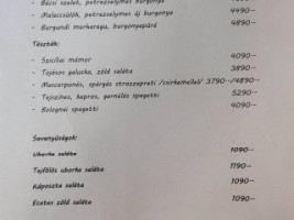 Stübli Vendéglő menu