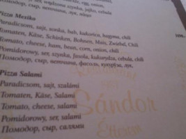 Sandor menu