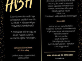 Hbh Sörház és Étterem menu