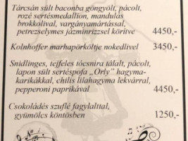 Bakos Attila Kisvendéglője menu