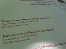 Várcsárda menu