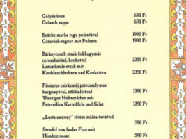 Szent Domonkos Vendéglő menu